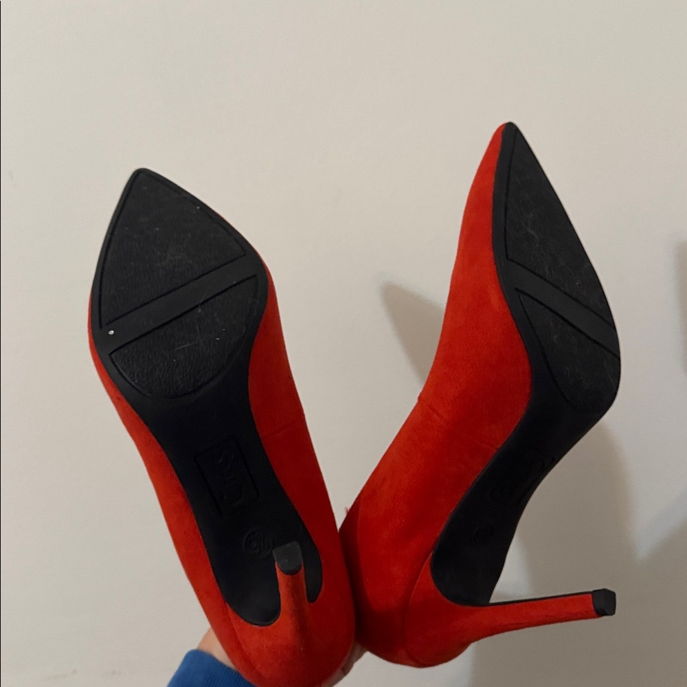 Heels Pumps Hazel Pointed Toe Pump In Frontier red faux Suede Sam Edelman - Picture 7 of 7